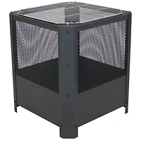 Outdoor Camping or Backyard Steel Square Grelha Fire Pit with Grilling Grate - 16" - Black