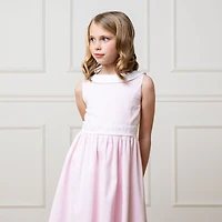 Hope & Henry Big Girls Heirloom Round Collar Sateen Party Dress with Embroidered Sash