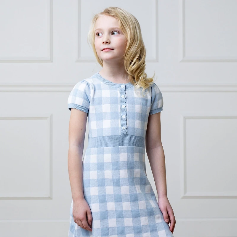 Hope & Henry Toddler Girls Short Sleeve Button Front Sweater Dress
