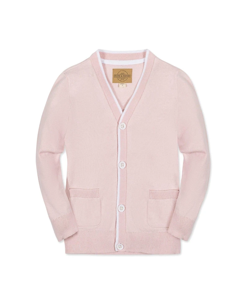 Hope & Henry Boys' Organic Long Sleeve Tipped Cardigan Sweater, Kids