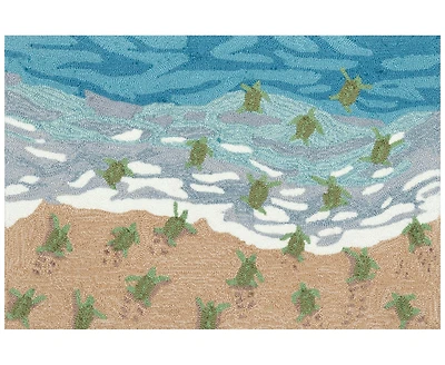 Liora Manne' Frontporch Turtle Beach 1'8"x2'6" Area Rug