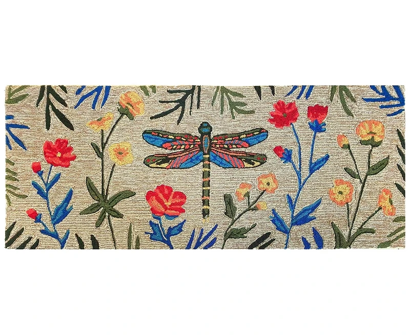 Liora Manne' Frontporch Floral Dragonfly 2'x5' Runner Area Rug