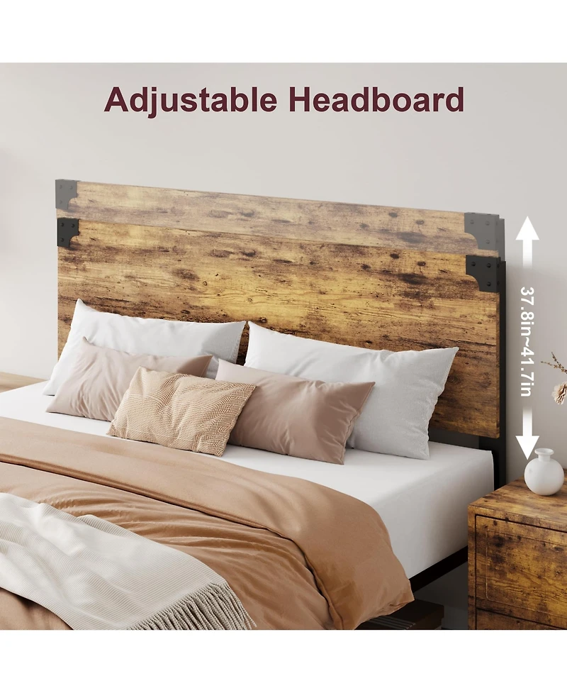gaomon Full Size Bed Frame with Wood Headboard, Full Platform Bed Frame