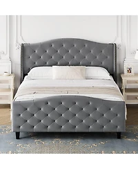gaomon Queen Size Velvet Platform Bed Frame w/Headboard and Footboard Upholstered Bed Frames