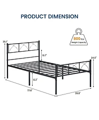 gaomon Twin Size Metal Bed Frame, Platform Bed Frame with Headboard and Footboard