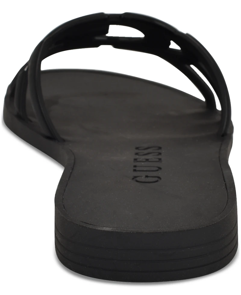 Guess Women's Elyho Logo Cutout Flat Jelly Sandals