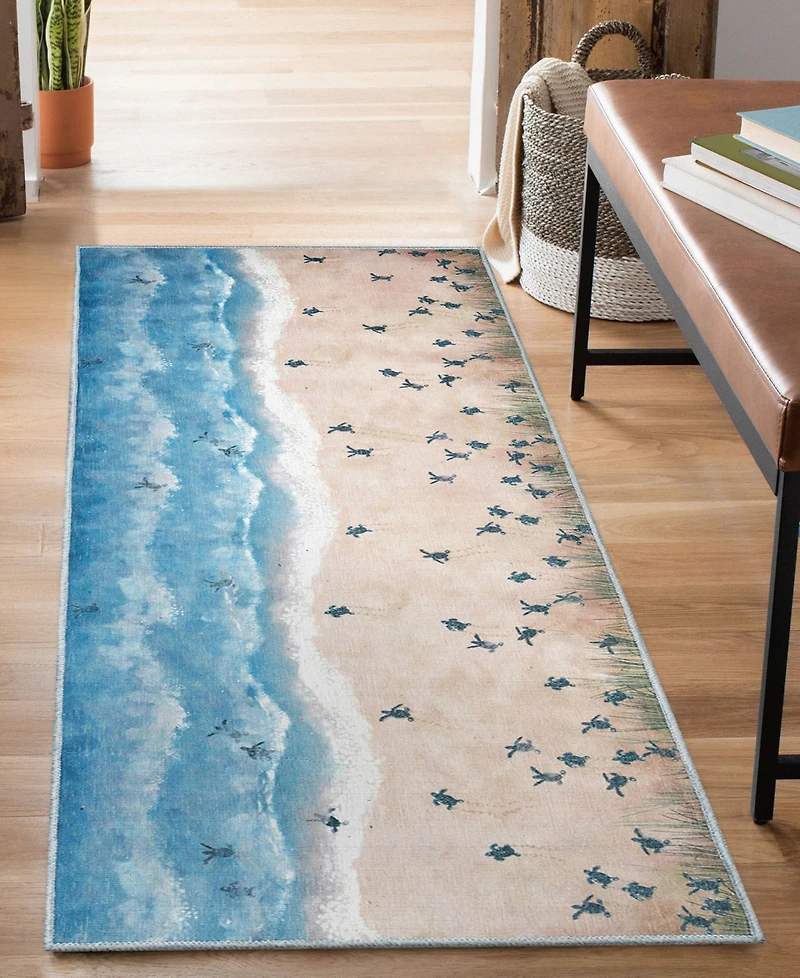 Liora Manne' Impressions Seaturtles Beach 1'11"x4'11" Runner Area Rug