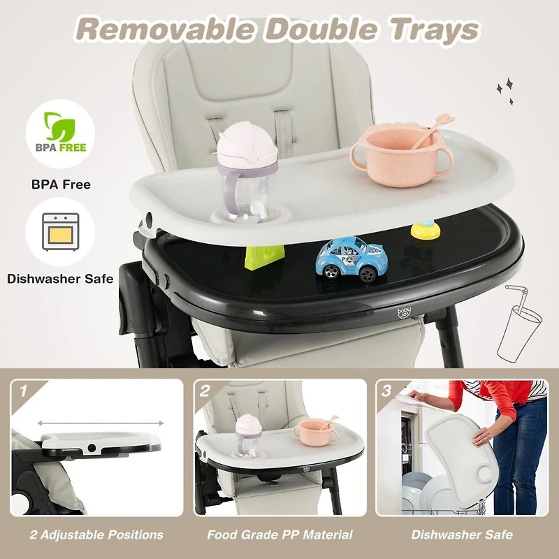 Gouun 4-in-1 Baby High Chair with 6 Adjustable Heights