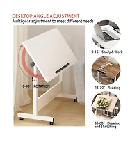 gaomon Small Standing Desk Adjustable Height, Mobile Stand Up Desk With Wheels, Portable Home Office Computer Workstations For Sitting And Standing, W
