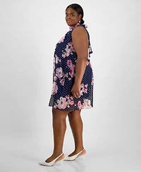 Robbie Bee Plus Printed Mock Neck Sleeveless Shift Dress