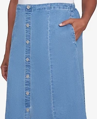 Alfred Dunner Women's Paneled Full Length Denim Skirt