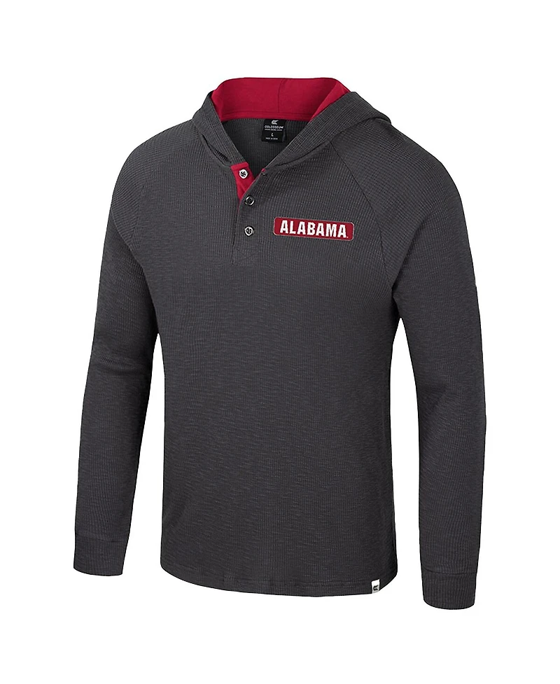 Colosseum Men's Charcoal Alabama Crimson Tide Dujour Raglan Long Sleeve Henley Hoodie T-Shirt