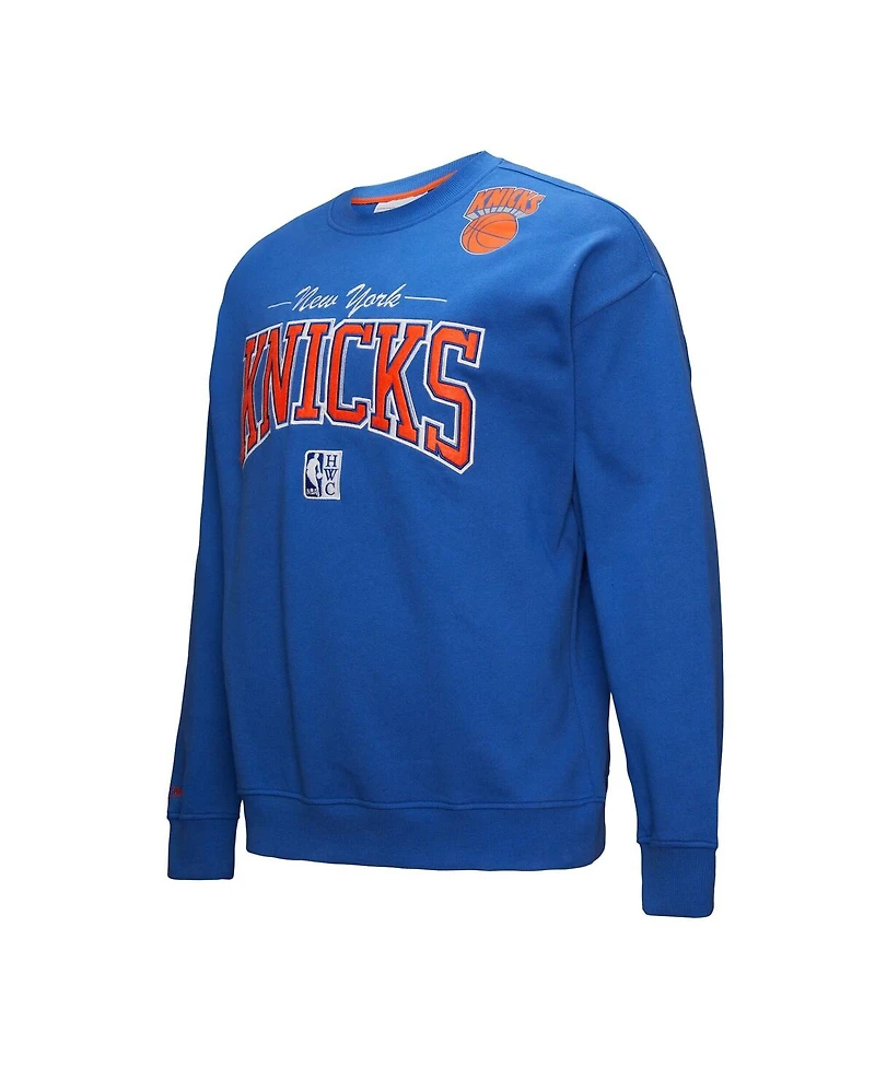 Mitchell & Ness Men's Blue New York Knicks Hardwood Classics There Back 2.0 Vintage Pullover Sweatshirt