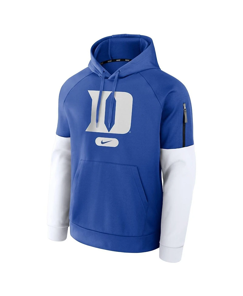 Nike Men's Royal Duke Blue Devils Fitness Raglan Performance Pullover Hoodie