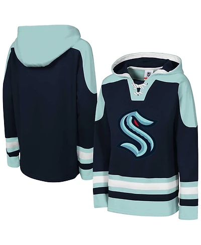 Outerstuff Big Boys and Girls Deep Sea Blue Seattle Kraken Must Have Home V-Neck Pullover Hoodie