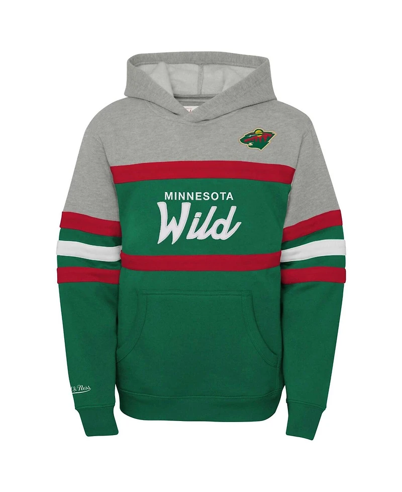Mitchell & Ness Big Boys and Girls Green Minnesota Wild Head Coach Pullover Hoodie