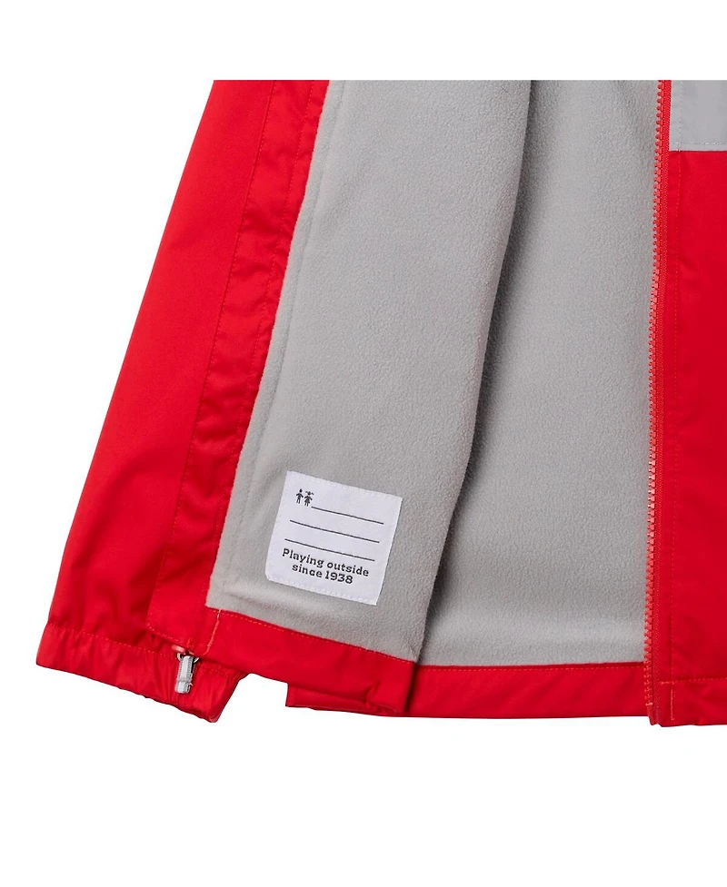 Columbia Big Boys and Girls Scarlet Ohio State Buckeyes Rainy Fields Lined Omni-Tech Full-Zip Hoodie Jacket