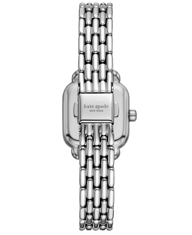 Kate Spade New York Women's Gracie Square Three-Hand Silver-Tone Stainless Steel Watch, 25mm