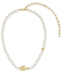 Lacoste Gold-Tone Matchpoint Imitaion Pearl Strand Necklace, 16-1/3" + 2-1/2" extender