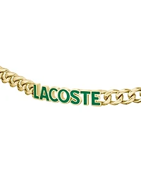 Lacoste Gold-Tone Green Logo Script Chain Bracelet