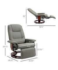 Homcom Faux Leather Manual Recliner with Swivel Wood Base Padded Armrest