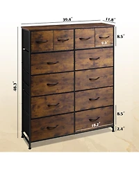 Wlive Tall Dresser for Bedroom with 12 Drawers Dressers & Chests of Fabric Closet Storage Draw