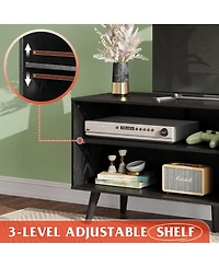 Wlive Mid-Century Modern Tv Stand for 55" Tv Entertainment Center with Storage Open Shelves Tv Console for Living Room and Bedroom