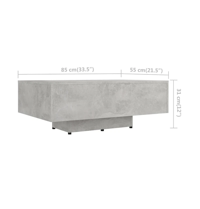 vidaXL Coffee Table Concrete Gray 33.5"x21.7"x12.2" Engineered Wood