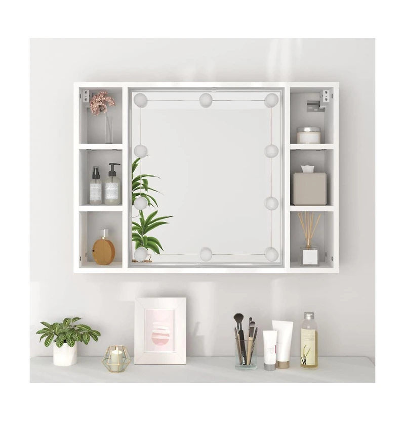 Mirror Cabinet with Led White 29.9"x5.9"x21.7"