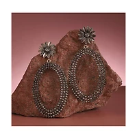 Maxi Daisy Intricate Oval Drop Earrings