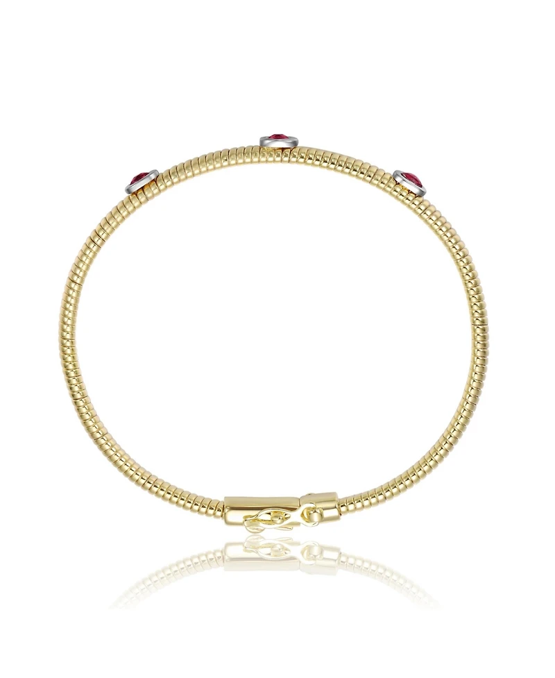 14K Gold Plated with Clear, Green, Red