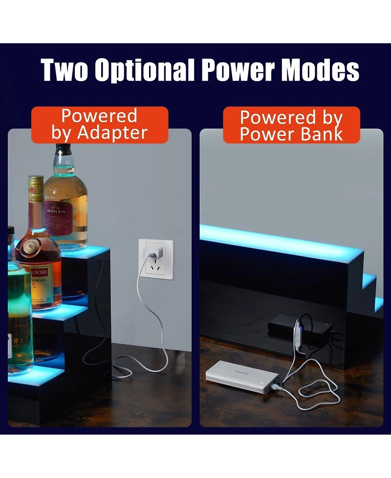 gaomon 40-Inch Acrylic Led Wine Display Rack - Remote Control, App-Controlled, Modern Design, 3-Tier Shelf