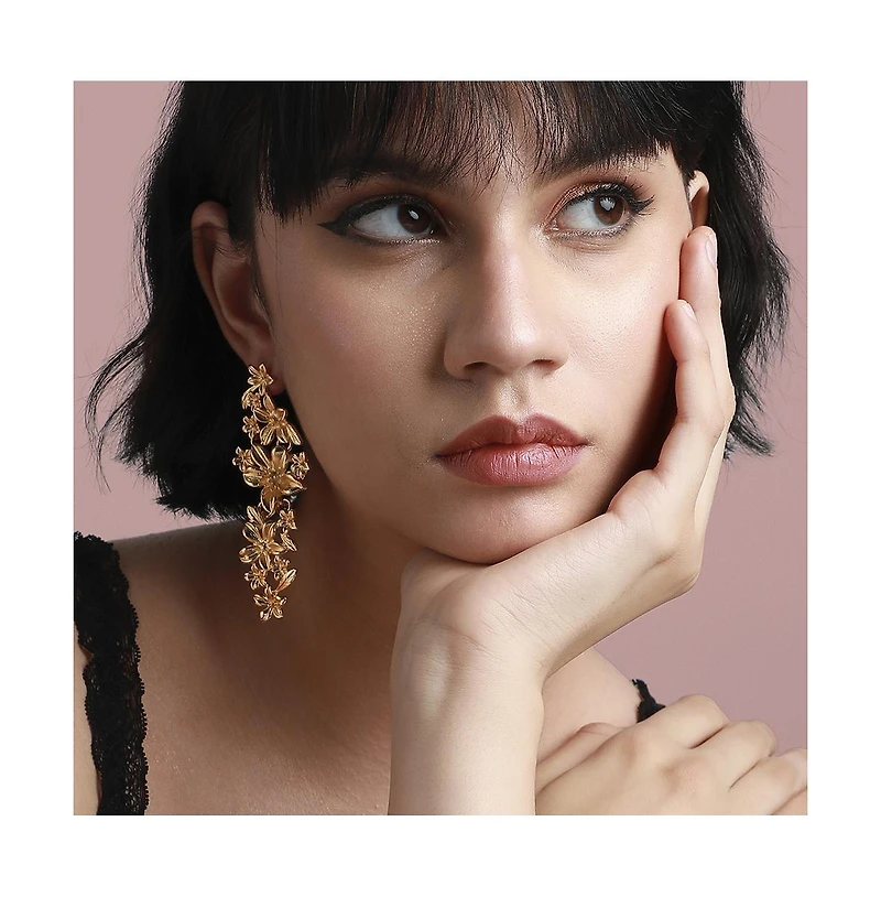Metallic Flora Drop Earrings
