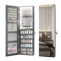 Vlsrka Wall/Door Mounted Led Jewelry Storage Mirror Cabinet