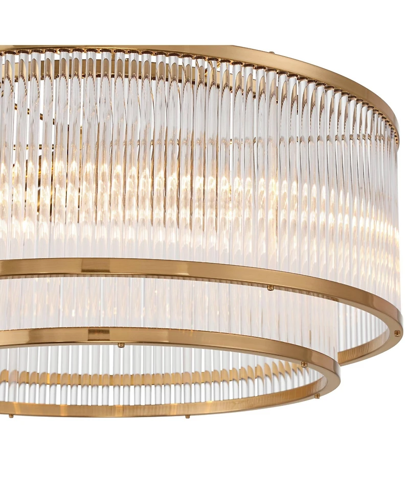 Possini Euro Design Warren 20" Modern Pendant Ceiling Light Fixture Dining Room Over Table Drum 6-Light Golden Bronze Finish