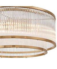 Possini Euro Design Warren 20" Modern Pendant Ceiling Light Fixture Dining Room Over Table Drum 6-Light Golden Bronze Finish
