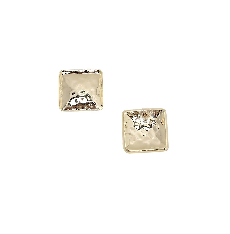 Dented Minimal Square Stud Earrings