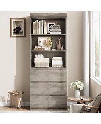 gaomon Bookcase with Drawers 70.27 Inches Tall Bookshelf Farmhouse Bookcases