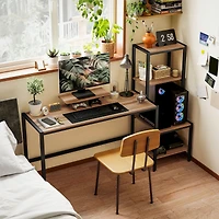 Homcom Computer Desk with Monitor Sd 4-Tier Shelf Home Office Desk