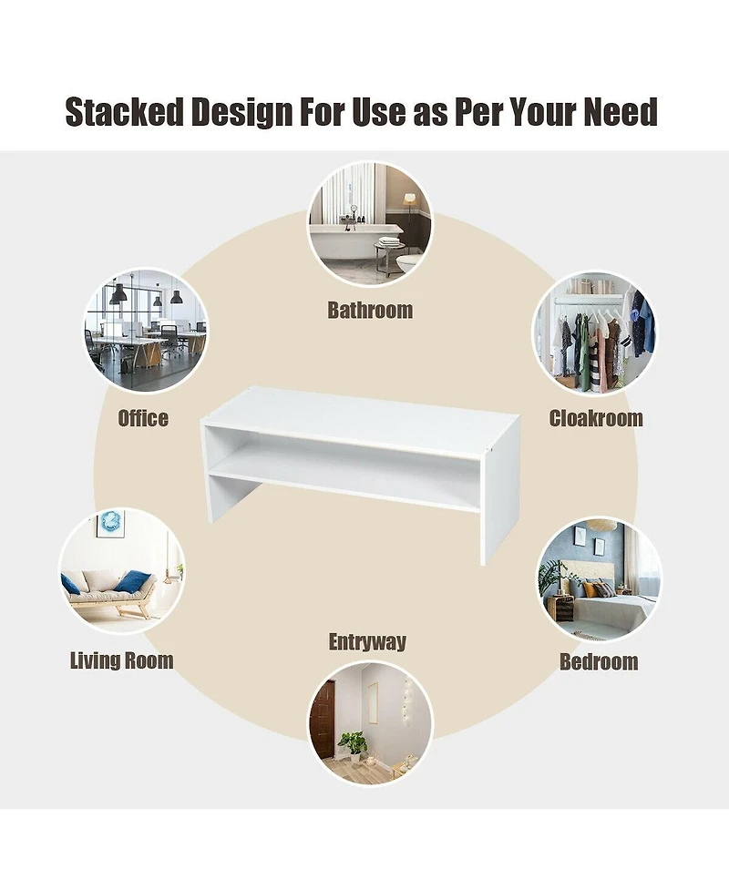 Gouun 3 Pieces 31-Inch Stackable Multi-Shape Shoe Rack