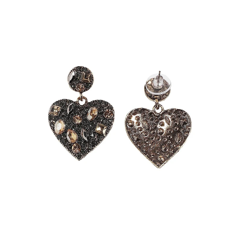 Crystal Heart Drop Earrings