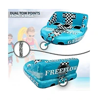 SereneLife Inflatable Towable Tube With Front & Back Tow Points - 3-Person Capacity