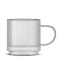 JoyJolt Haven Fluted Stackable Double Wall Glass Mugs, Set of 2