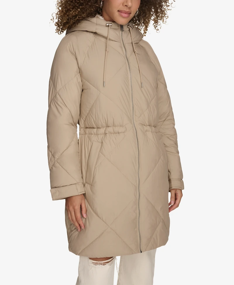 Levi's Women's Diamond Quilted Cinch Waist Parka Jacket