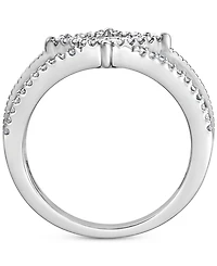 Diamond Princess & Round Halo Cluster Split Shank Ring (5/8 ct. t.w.) in 14k White Gold