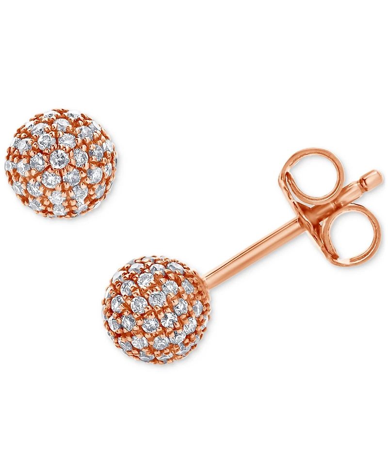 Diamond Small Fireball Stud Earrings (3/8 ct. t.w.) in 10k Rose Gold