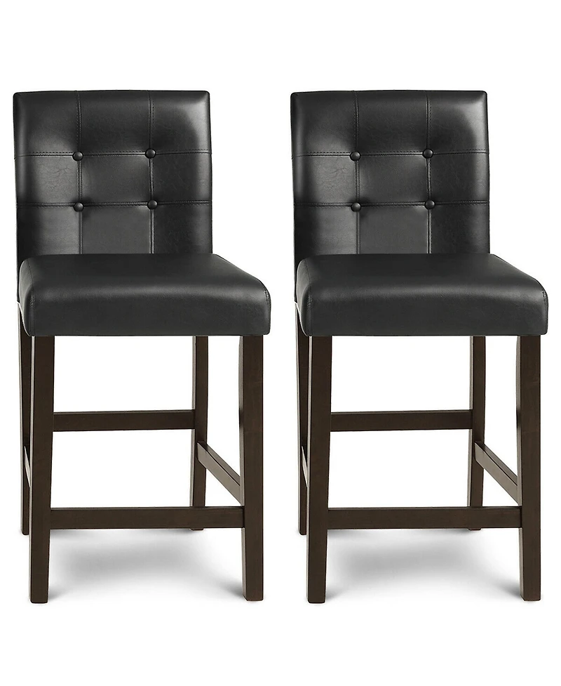 Gymax Set of 2 Bar Stools 25inch Counter Height Barstool Pub Chair Rubber Wood Black