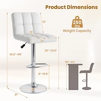 Gymax Set of 4 Pu Leather Bar Stool Swivel Bar Chair w/ Adjustable Height