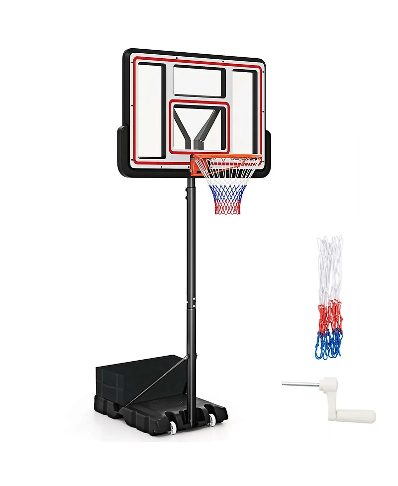 Costway 7.4-10 Ft Basketball Hoop Outdoor System with 44 Inch Shatterproof Pc Backboard