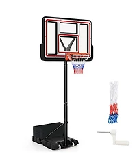 Costway 7.4-10 Ft Basketball Hoop Outdoor System with 44 Inch Shatterproof Pc Backboard